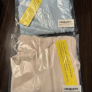 Soft Stretchy Fleece Footie Bundle of 2 - Sky blue, Ivory